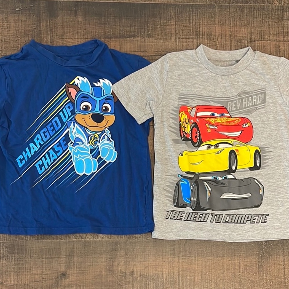 Boys size 4T Paw Patrol & Disney Pixar Cars tshirts